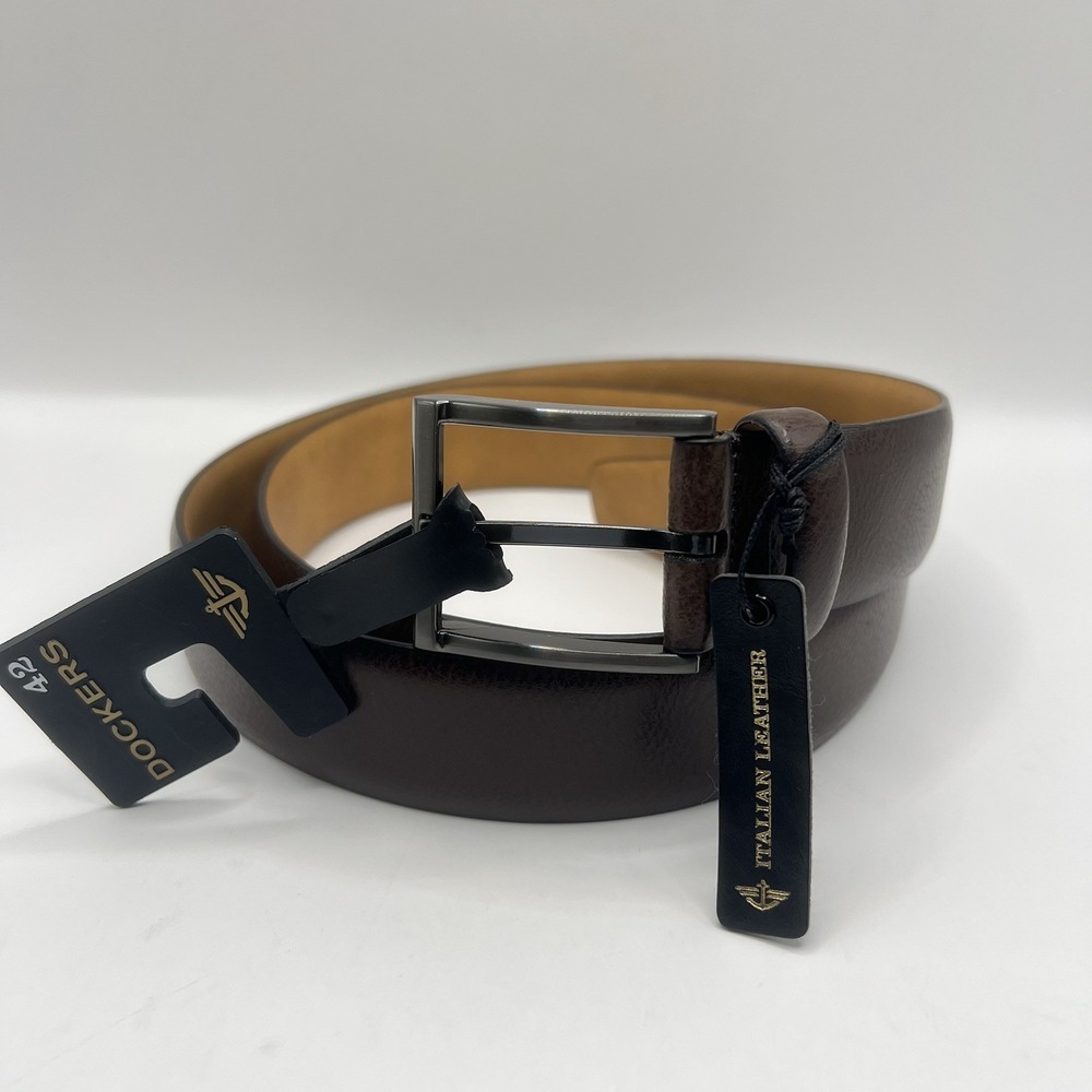 Dockers Italian Leather Upper Belt 42 Brown Classic Minimalist Professional